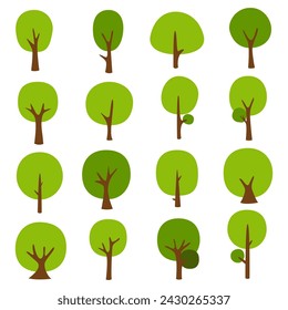 Collection of trees. tree set isolated on white background. vector illustration.