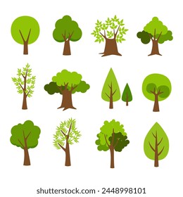 Collection of trees. tree set isolated on white background. vector illustration.