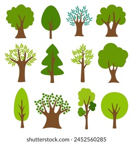 Collection of trees. tree set isolated on white background. vector illustration.