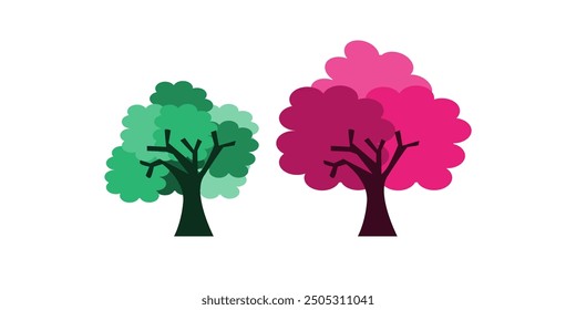 Collection of trees. tree set isolated on white background. vector illustration.