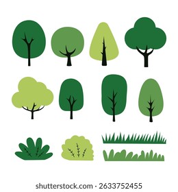 Collection of trees. tree set isolated on white background. vector illustration.