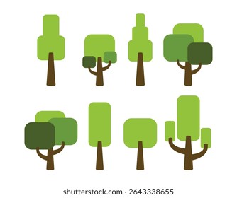 Collection of trees. tree set isolated on white background. vector illustration