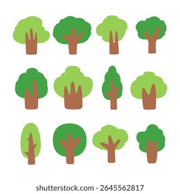Collection of trees. tree set isolated on white background. vector illustration