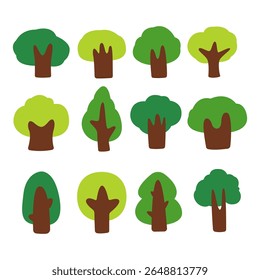 Collection of trees. tree set isolated on white background. vector illustration