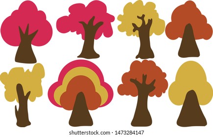 Collection of trees vector. Can be used to  nature or healthy lifestyle topic.