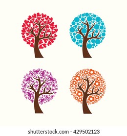 Collection Of Trees. Vector Illustration.