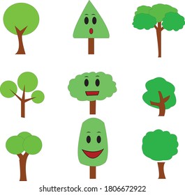 Collection of trees vector illustrations