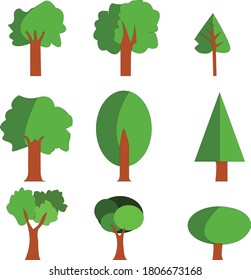 Collection of trees vector illustrations. illustrate any nature or healthy lifestyle topic.