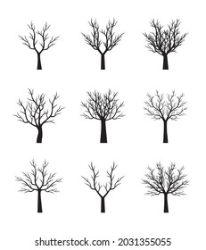 Colección de árboles. Ilustración del contorno del vector. Planta en el jardín.