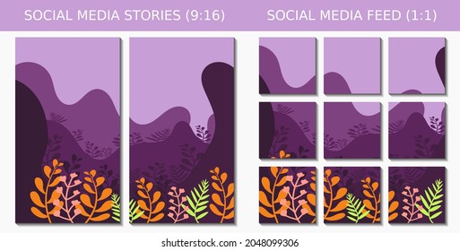 Collection of trendy abstract aesthetic floral background vector illustrations. Social media feeds and story backgrounds. print-ready modern wall poster decoration