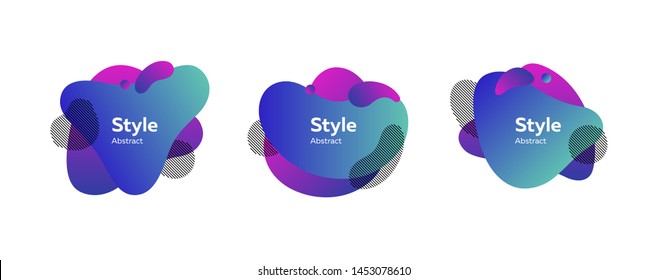 Collection for trendy abstract design. Dynamical colored forms and line. Gradient banners with flowing liquid shapes. Template for design of logo, flyer or presentation. Vector illustration