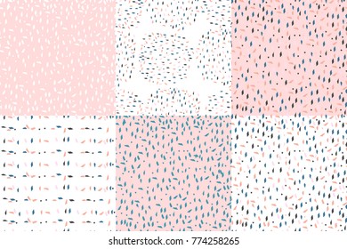 Collection of Trendy abstract pattern set in terrazzo style.  Wallpaper,  textile, party  invitation, wrapping, birthday, anniversary, etc. Vector