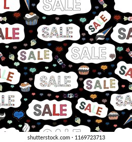 Collection with trendy backgrounds for your project, sale, frame, animation, advertisement, commercial banner, flayer. Seamless. Vector. Sale lettering in black, white and gray colors.