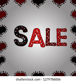 Collection with trendy backgrounds for your project, sale, frame, animation, advertisement. Simple poster, badges in pop art style. Seamless. Sale lettering in black, red and white colors. Vector.