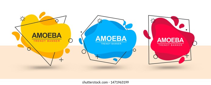 Collection of trendy banners. Vector banners in the style of memphis. Template ready for use in web or print design.