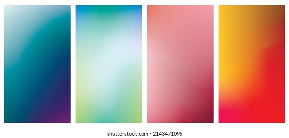 Collection of trendy colorful gradient color backgrounds. Modern blue, green, pink bright and soft screen design for smartphone, for mobile application. color gradients for graphic design.