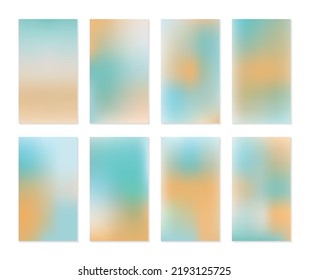 A collection of trendy colorful vector gradient set illustrations. Modern template design, grainy texture. For flyers, social media posts, screens, mobile apps, covers, wallpapers and branding.