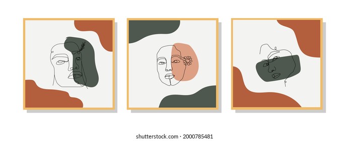 Kollektion von trendigen zeitgenössischen abstrakten, kreativen minimalistischen, handgemalten Kompositionen für Wanddekoration, Postkarten- oder Broschüren-Cover-Design in Vintage-Stil Art. Vektor eps10