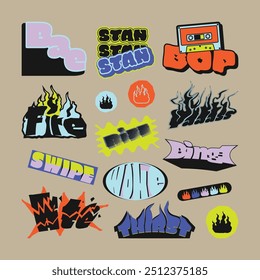 Collection of trendy quote sticker set.
