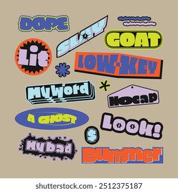 Collection of trendy quote sticker set.