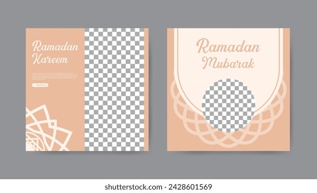 Collection of trendy ramadan kareem social media post templates. Square banner design background.