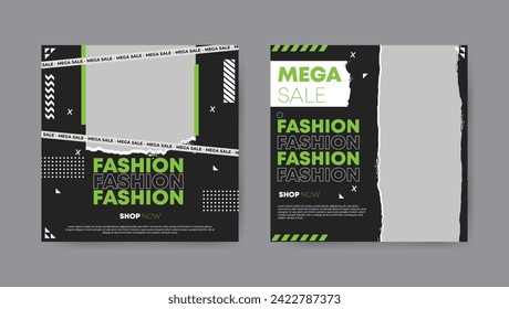 Collection of trendy sale discount social media post templates. Square banner design background.