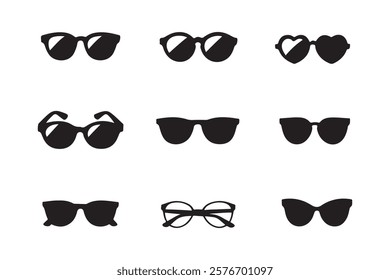 Collection of Trendy Sunglasses and Eyeglasses Silhouettes