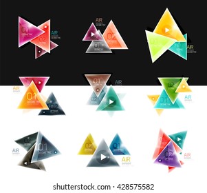 Collection of triangle web boxes - banners, business backgrounds, presentations. Vector illustration
