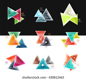 Collection of triangle web boxes - banners, business backgrounds, presentations. Vector illustration