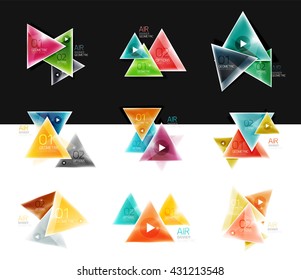 Collection of triangle web boxes - banners, business backgrounds, presentations. Vector illustration