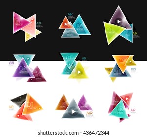 Collection of triangle web boxes - banners, business backgrounds, presentations. Vector illustration