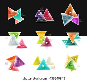Collection of triangle web boxes - banners, business backgrounds, presentations. Vector illustration