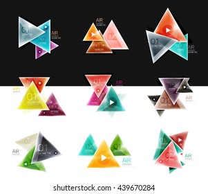 Collection of triangle web boxes - banners, business backgrounds, presentations. Vector illustration