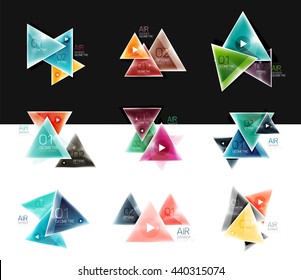 Collection of triangle web boxes - banners, business backgrounds, presentations. Vector illustration