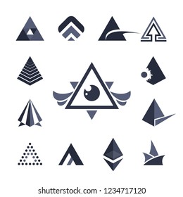 Collection Triangles icon, logo, logotypes, label monogram. Vector illustration Isolated on white