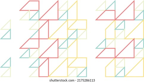 A collection of triangles of various sizes and various pastel colors. Background. Illustration. Abstract. Design material for pillowcases, floors, walls and many other things. Vector. Simple. Unique. 
