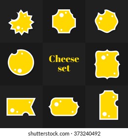 Collection of Triangular piece cheese cards, notes, stickers, labels, tags. Template for scrapbooking, wrapping, notebooks