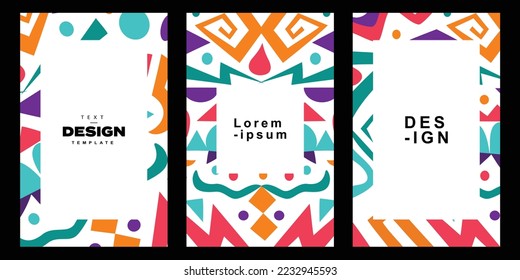 A collection of tribal theme posters. Aztec illustration pattern for background design and template