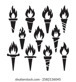 A collection of troch icon on white background