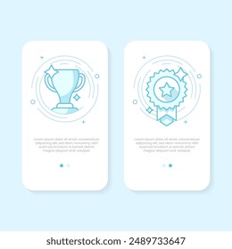 Collection of trophy and medal illustrations for onboarding screen user interface kit