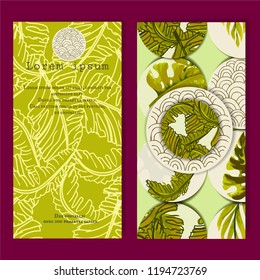 Collection of tropical cards with frame