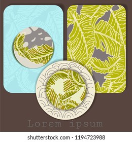 Collection of tropical cards with frame