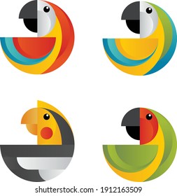 Collection of tropical parrots, vector illustration. Icon, logo.