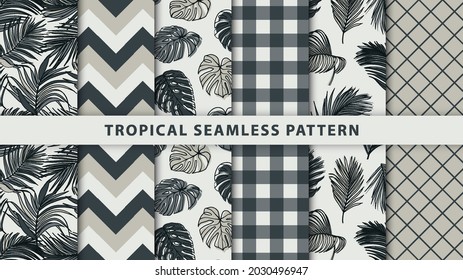 Collection of tropical seamless pattern