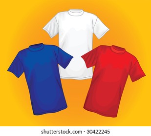 Collection of t-shirt vector templates on orange background