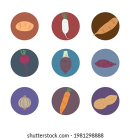 Collection tuber icon design element vector, illustration on white background.