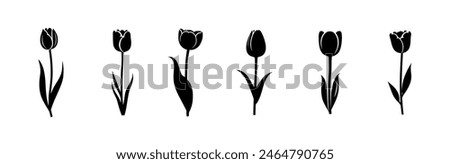 collection of tulip flower silhouettes