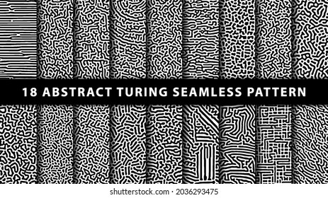 Collection of turing abstract seamless pattern. Premium Vector