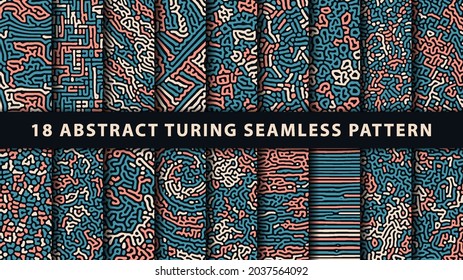 Collection of turing abstract seamless pattern. Premium Vector