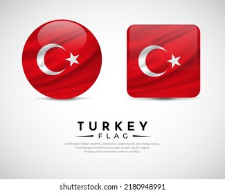 Collection of Turkey flag emblem icon. Turkey flag symbol icon vector